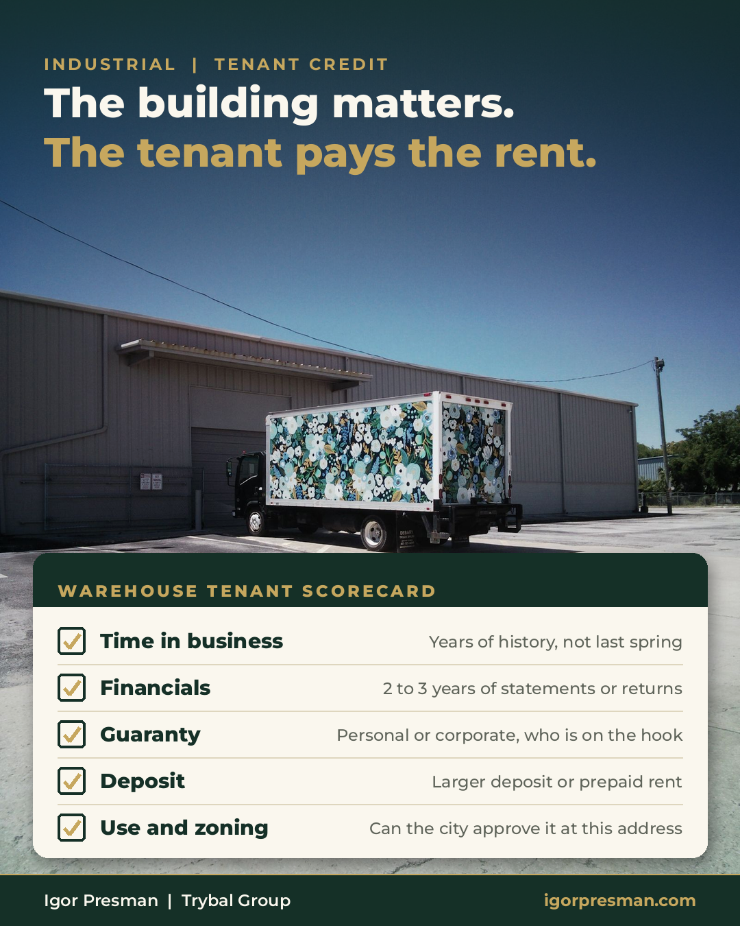 What makes a warehouse tenant creditworthy